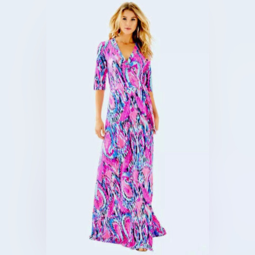 NWT $218 Lilly Pulitzer Marvista Wrap Maxi dress size M